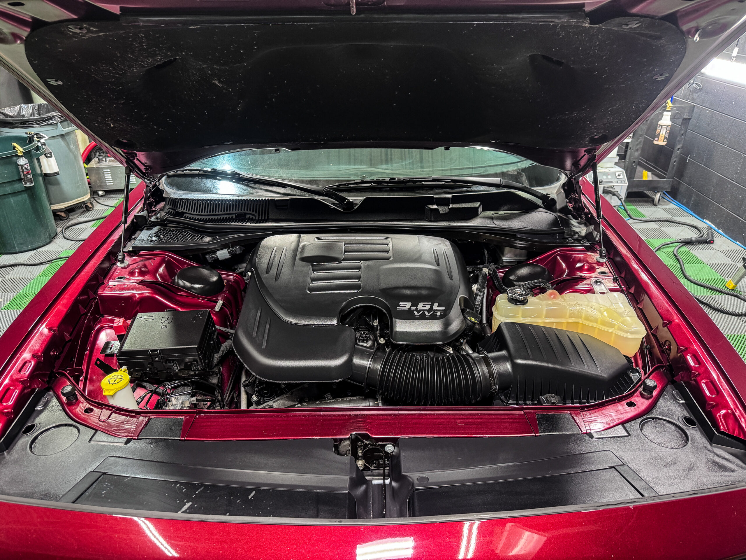 Clean, detailed engine bay after engine bay cleaning in McHenry, IL by Unicorn Details